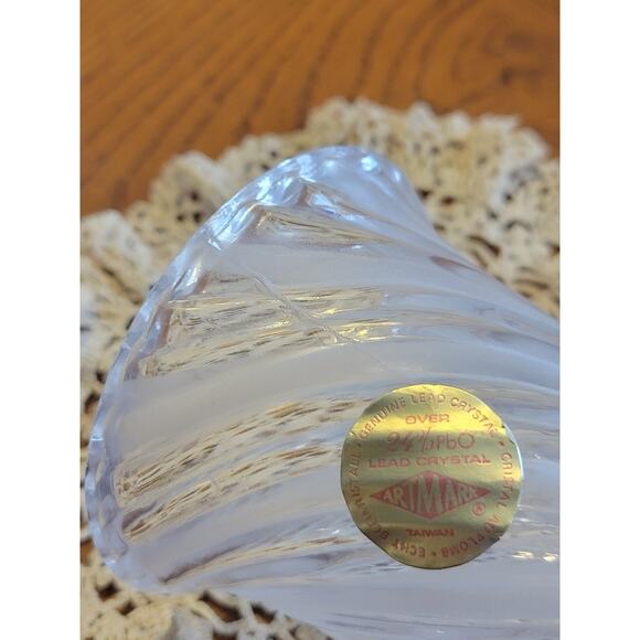 Vintage Artmark Swirl Frosted Clear Lead Crystal Dinner Bell with Hobnail Handle - Picture 4 of 8